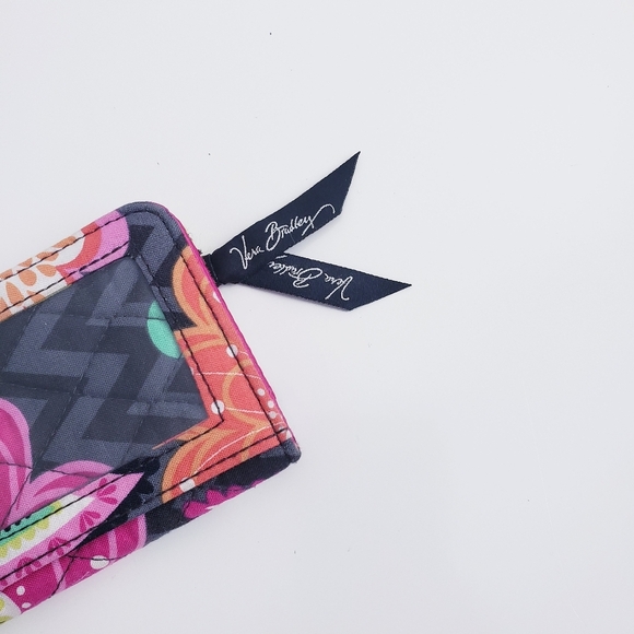 Vera Bradley Floral Fabric Mini Coin Purse License Holder Keychain Accessory - Picture 2 of 7